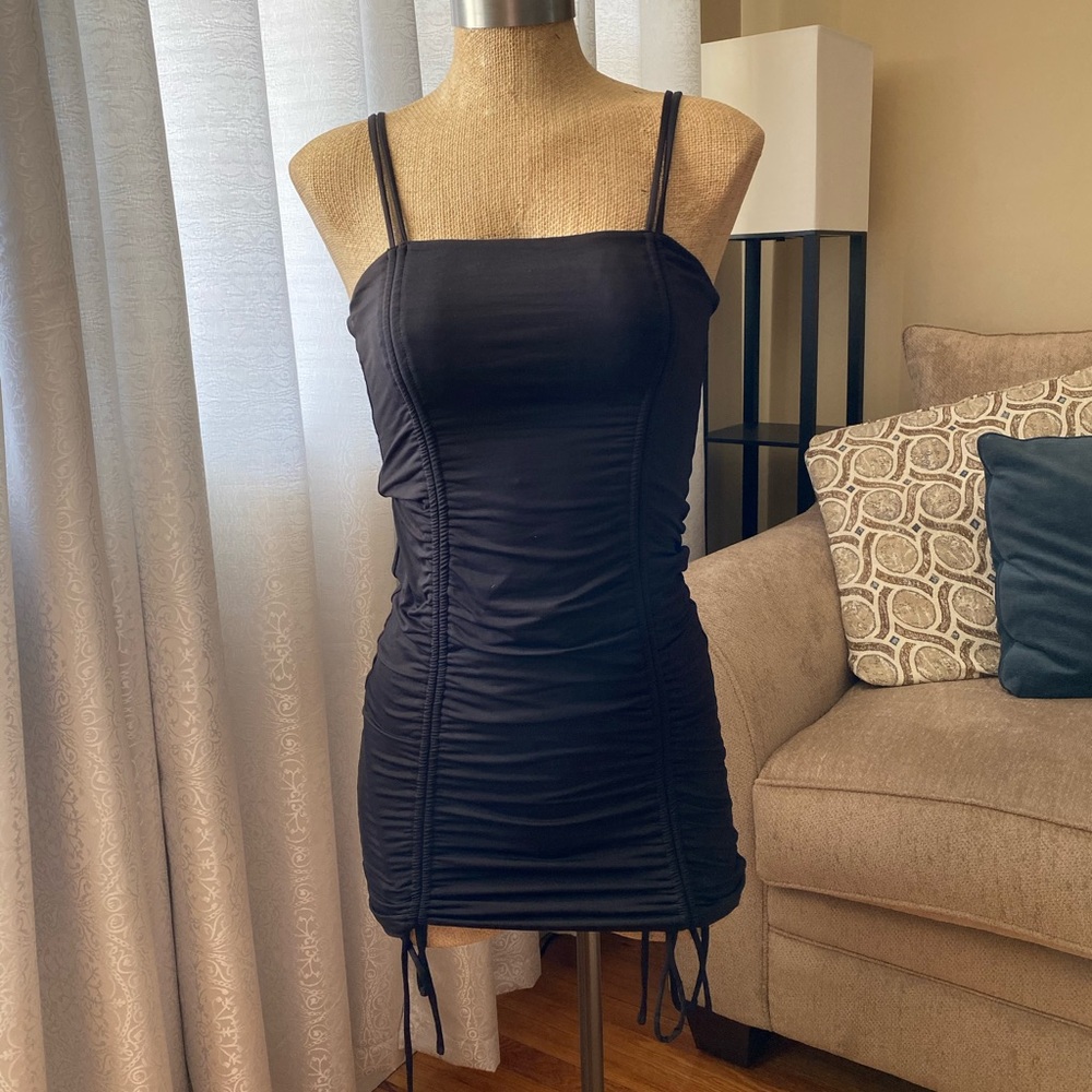 BLACK RUCHED DRESS